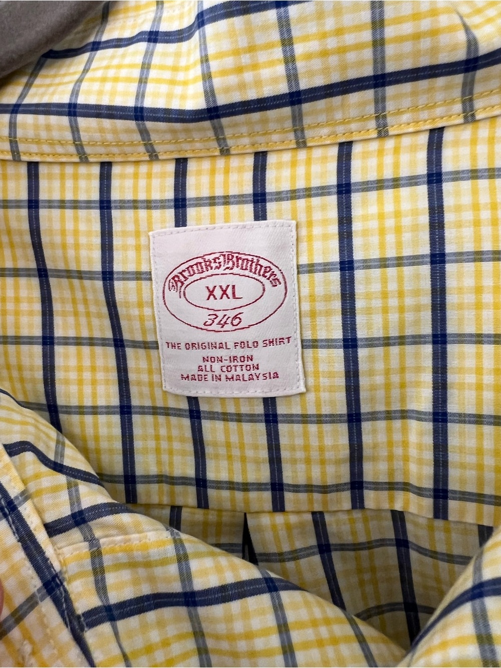 Brooks Brothers Yellow & Navy Check Button-Down Shirt XXL - Picture 2 of 5